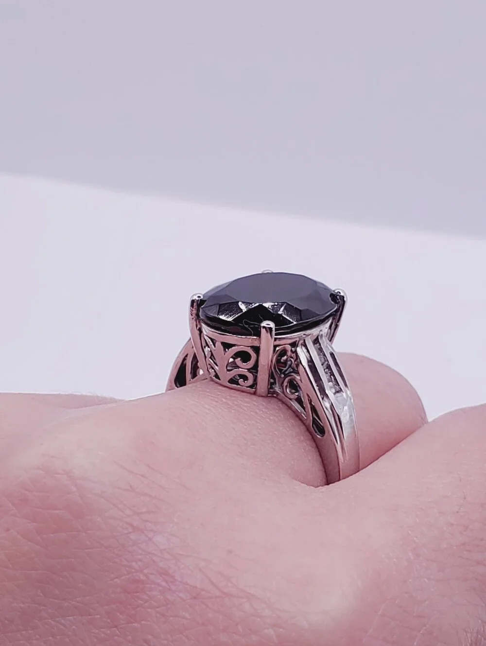 Oval Elite Shungite & White Topaz Platinum | 925 Sterling Silver Ring